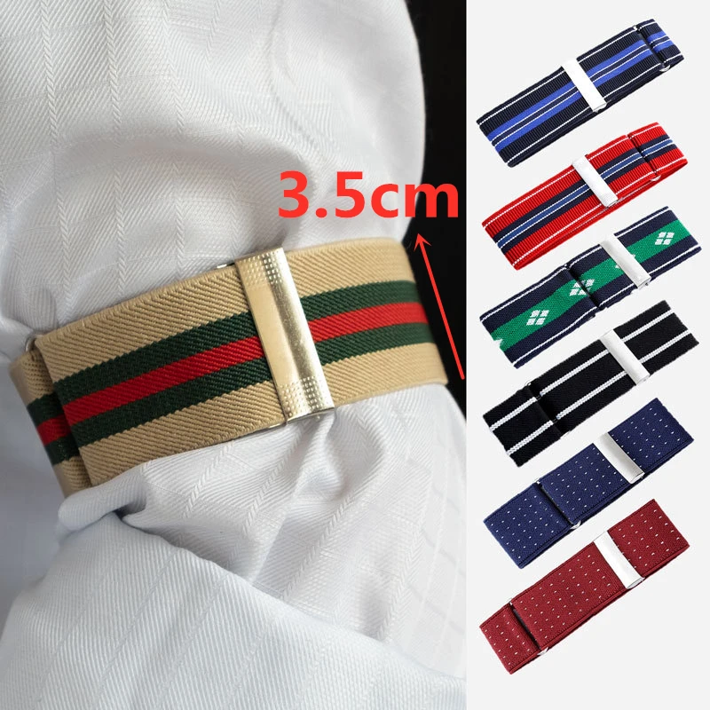 

3.5cm Elasticated Unisex Armbands Sleeve Garter Adjustable Gifts Shirt Sleeve Holders Cufflinks Business Wedding Groom Accessory