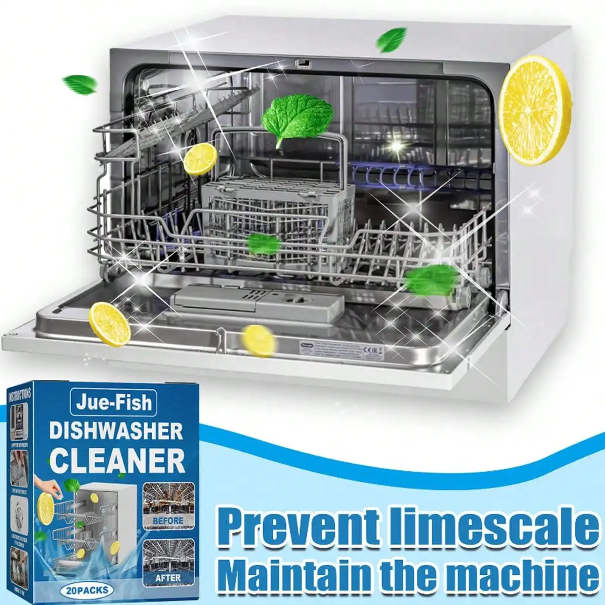 Dishwasher cleaner 20pcs box dishwasher scale cleaning sheet dirt and oil removal cleaning sheet dishwasher special maintenance