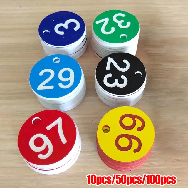 50Db -Os Méhkapa Címkék Műanyag Kerek Számozott Jelcímke W/ Lyuk Méh Kaptár Párosító Doboz Jelölés Fürdő Padlószám Tányér Szekrény Kézi Kártyák - Image 3