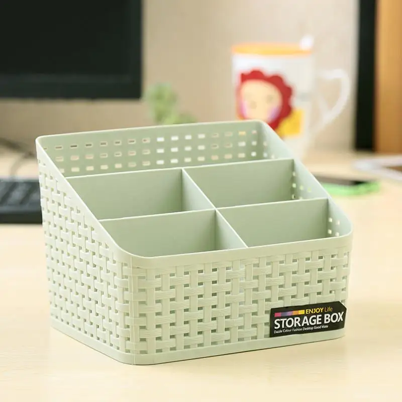 북유럽 스타일 라탄 직조 데스크탑 정리함 화장품 리모컨 가정 사무실 다용도 수납 솔루션