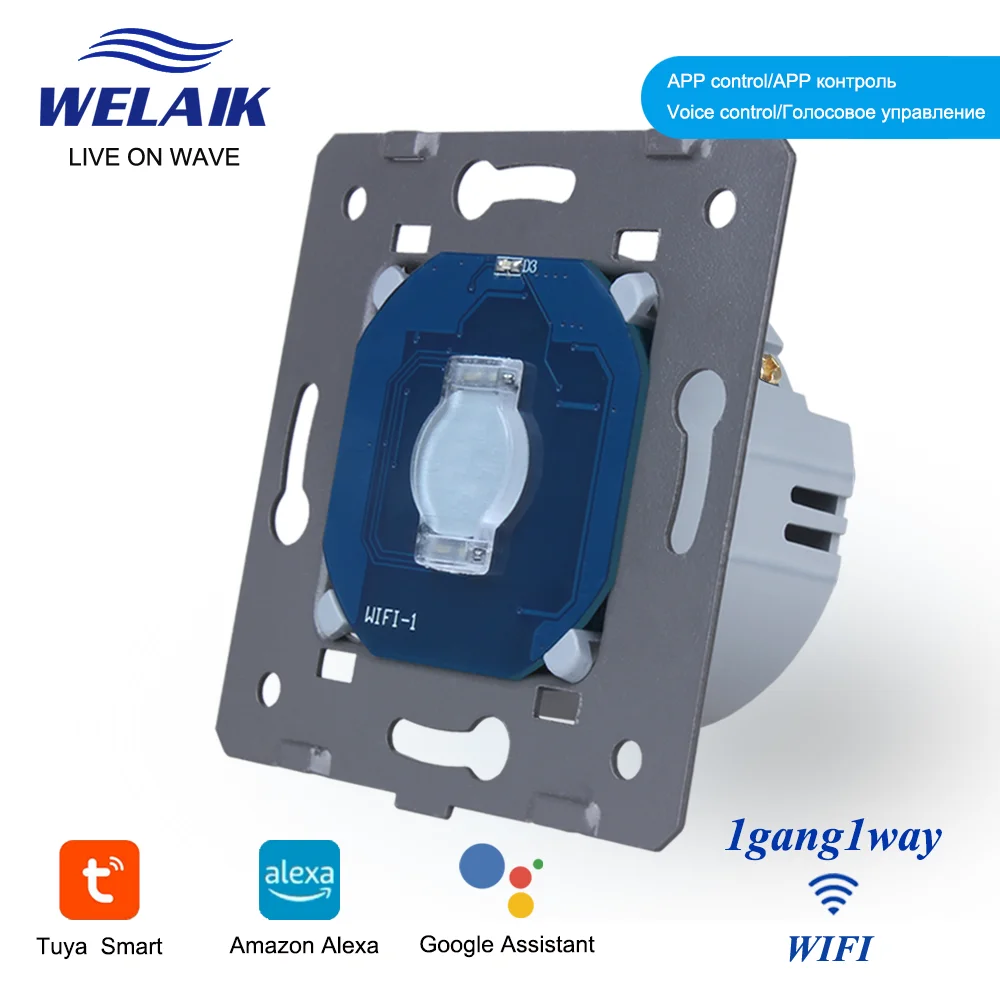 WELAIK EU Tuya WiFi Alexa Touch Switch 1 ~ 1000W 1Gang1Way Smart Wall Light Lamp Switch A911-WIFI