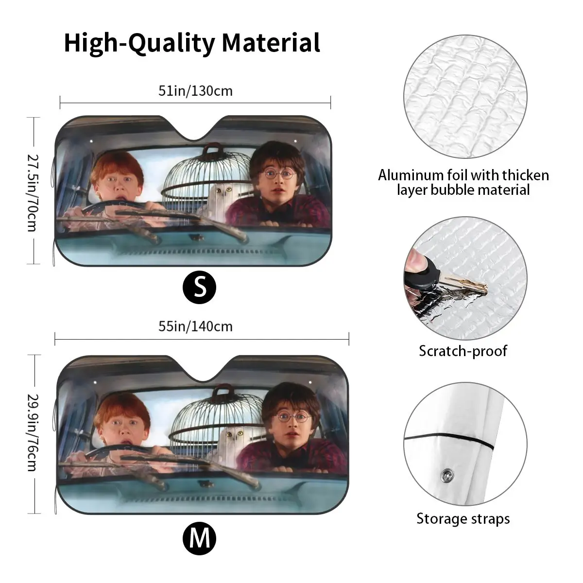 Funny Meme Fold-up Sunshade Windscreen 70x130cm Anime Aluminium Foil Sun Visor Heat Reflector