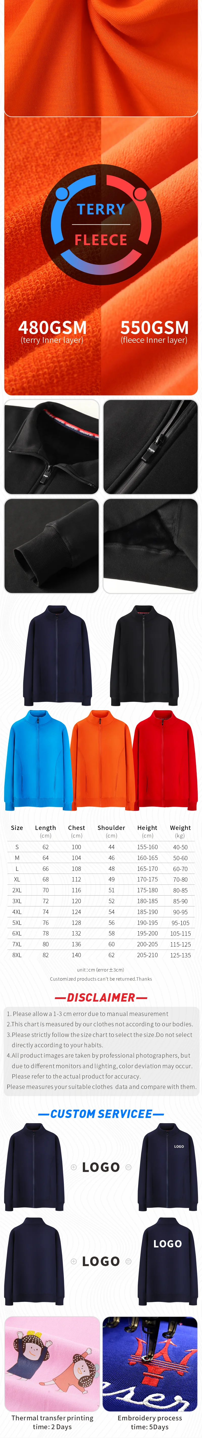 Maßge schneiderte Pullover frei drucken Logo Bild stehen Kragen Mantel und Fleece dicken Reiß verschluss Strickjacke Herbst und Winter Arbeits kleidung – Detail 2
