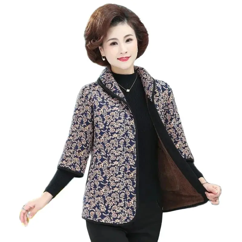 

Middle Aged Elderly Women's Vest Spring Autumn Winter Jacket Medium Sleeves Thickened Cotton Jacket Warm Waistcoat Outerwear