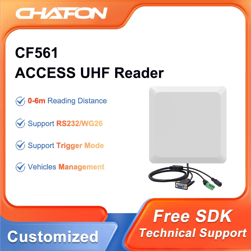 CHAFON CF561 5m UHF 액세스 리더기(RS232/WG/트리거 인터페이스 포함, 주차 관리용)