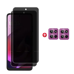 6 - in - 1 Privacy Tempered Glass Screen Protector with Lens Protection - Motorola Moto G57 (2 Glass and 2 Lens)