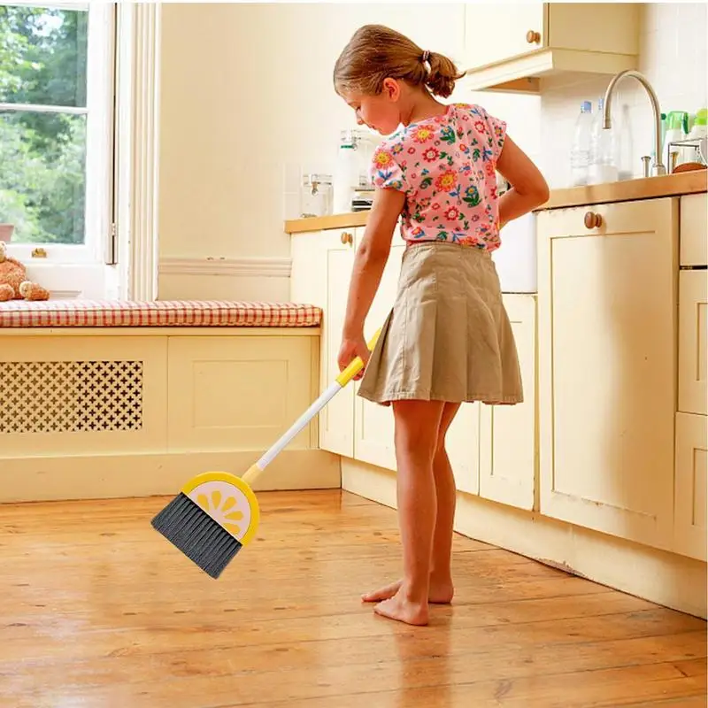Small Broom With Dustpan Combo Set Fruit Design Broom Little Housekeeping Helper Set House Cleaning Tools For Boys And Girls 3