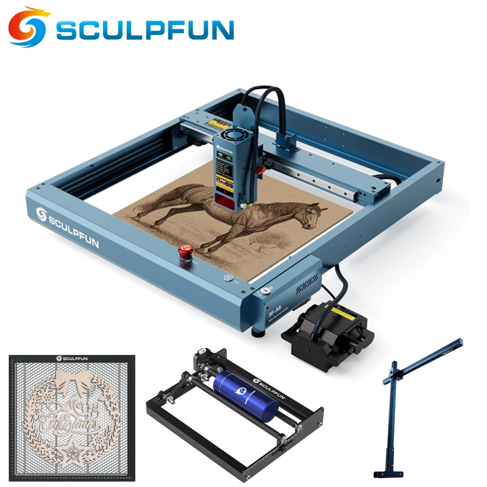 

SCULPFUN SF-A9 Laser Engraving Machine With Automatic Air Assist 400*400mm Working Area 20W/40W CNC Laser Cutter and Engraver