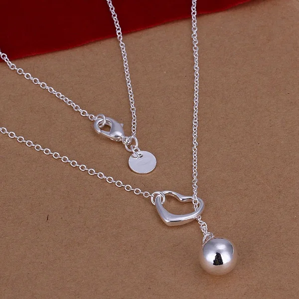 

Silver color exquisite noble luxury gorgeous fashion women lady charming loving drop shot necklace Silver jewelry N164