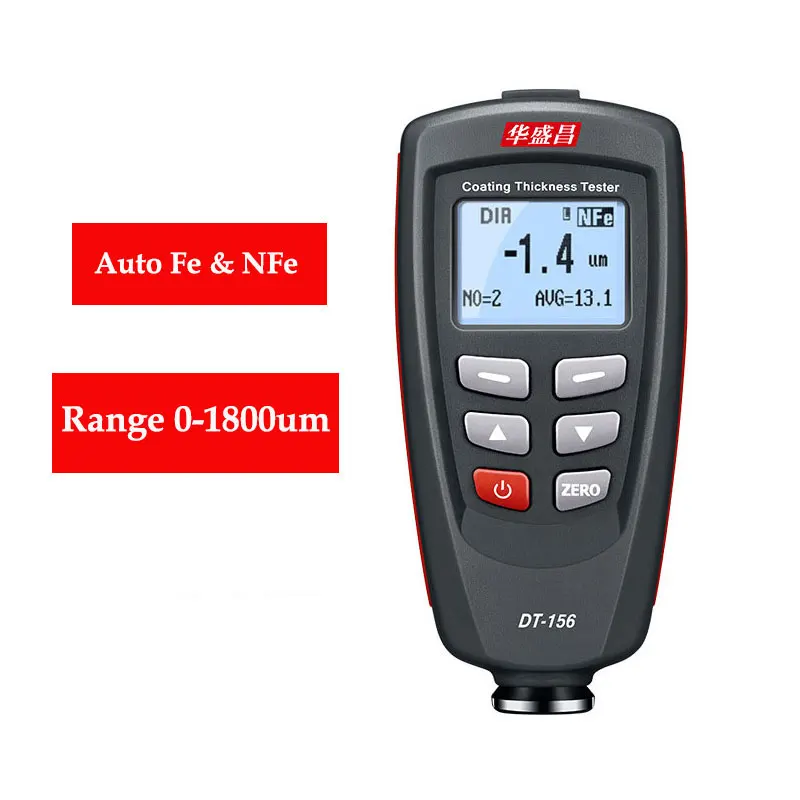 DT-156 car Paint Coating Thickness Gauge Meter Tester 0~1800um Auto Fe & NFe Probe + USB Cable + CD software
