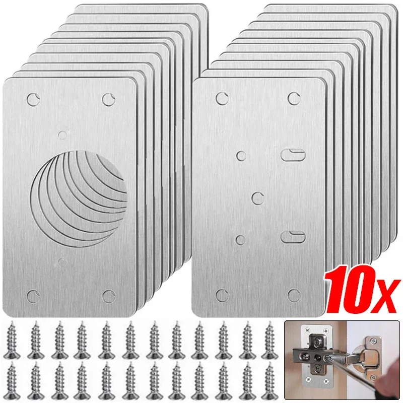 Cabinet Hinge Repair Plate Stainless Steel Door Hinge Mounting Plate Holes Hardware Fixing Brackets Kits Repair Tools Hinge Repair Plate Cabinet Hinges Cabinet Door Hinges Stainless Steel Door Hinges