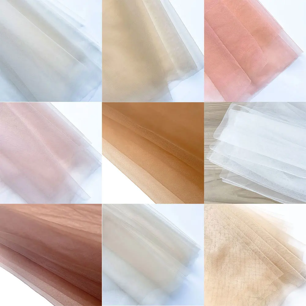 1 Yard brauner nackter Nylon-Tüllstoff, superweiches, feines Netz, DIY, Nähen, Festzug, Hochzeit, Dekoration, Mädchen-Geburtstagskleid-Material – Detail 1