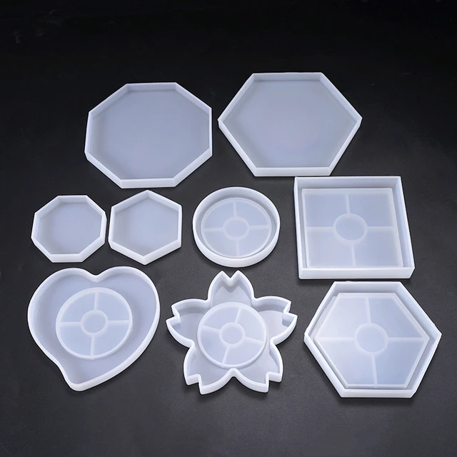 Silicon Resin Mold round Hexagonal Square Resin Silicone Mould Epoxy Resin  Craft Mold coaster Silicone Mold Resin Cabochons DIY Mold 