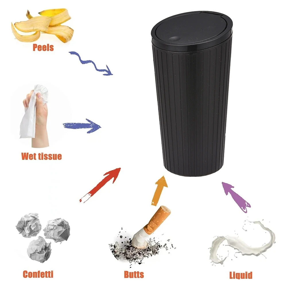 1pcs Car Trash Can Rubbish Bin with Lid, Car Door Garbage Can Small Trash Dust Bin Plastic