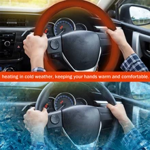 

Car Auto Heated Steering Wheel Cover for All 14-15 inch 12V Suede Non-Slip Warm Black Steering Wheel Cover Universal Heating