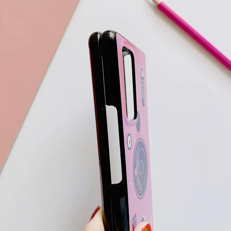 for Samsung Galaxy Z Fold 5 4 3 2 5G Case Silicon IMD Camera Pattern Cover Shockproof Flip Folding Blue Light Phone Shell Fundas