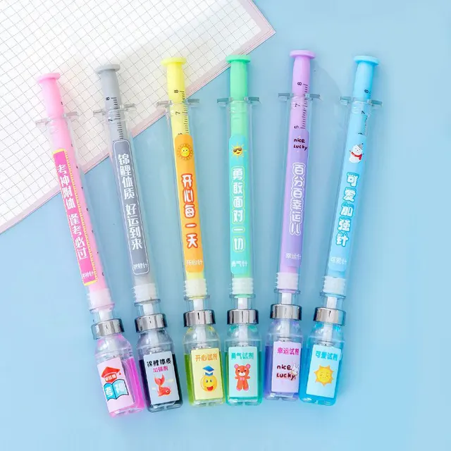 의료인을 위한 독특하고 기능적인 주사기 모양의 젤 잉크 펜
