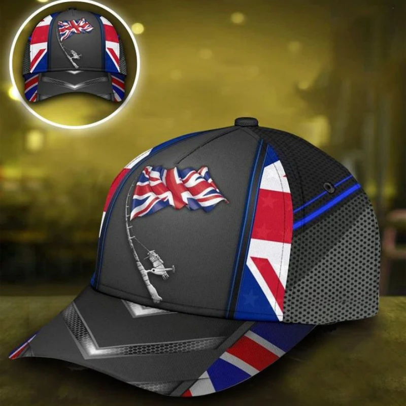 

Baseball Cap Snapback Fishing Printed Hats Men Women Adult Sport Britain Flag Headwear Outdoor Streetwear Casual Sun Visor Hat