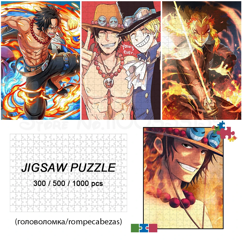 

Один кусок 300/500/1000 штук пазл Usopp Portgasd Ace Monkey D. Luffy Головоломка Детские образовательные декомпрессионные игрушки хобби