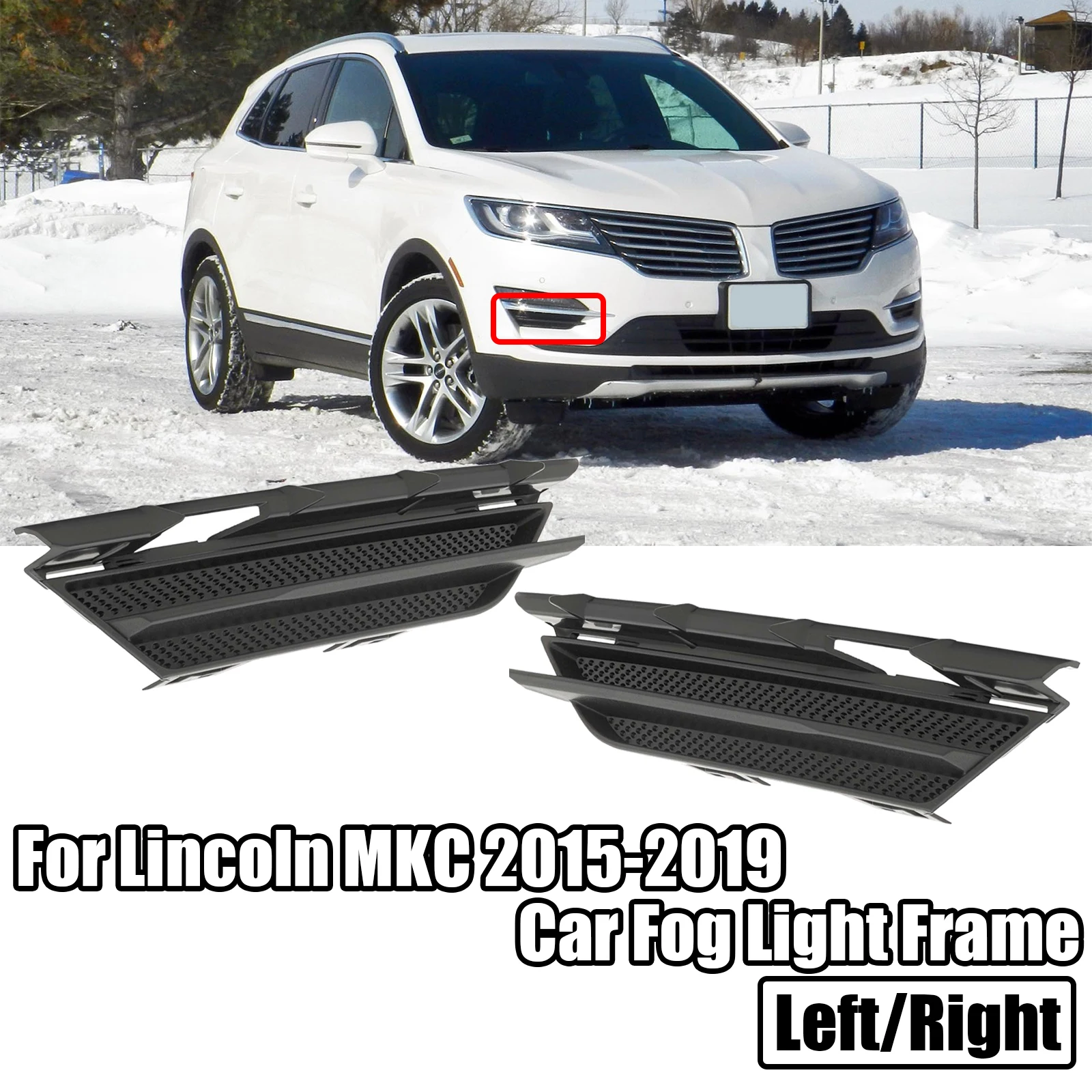 

Для Lincoln MKC 2015-2019 Автомобильная противотуманная лампа фары рамка передний бампер drl решетка отверстия Аксессуары Левый Правый Черный