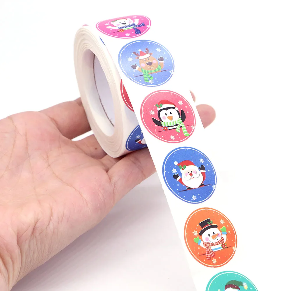 Decorative Stickers Self Adhesive Stickers Adhesive Stickers Decorative Labels Stickers Gift Box Stickers 500Pcs/Roll Christmas Sticker Labels 1 Inch Round Merry Xmas Decorative Envelope Seals Stickers for DIY Cards Gift Boxes Tags