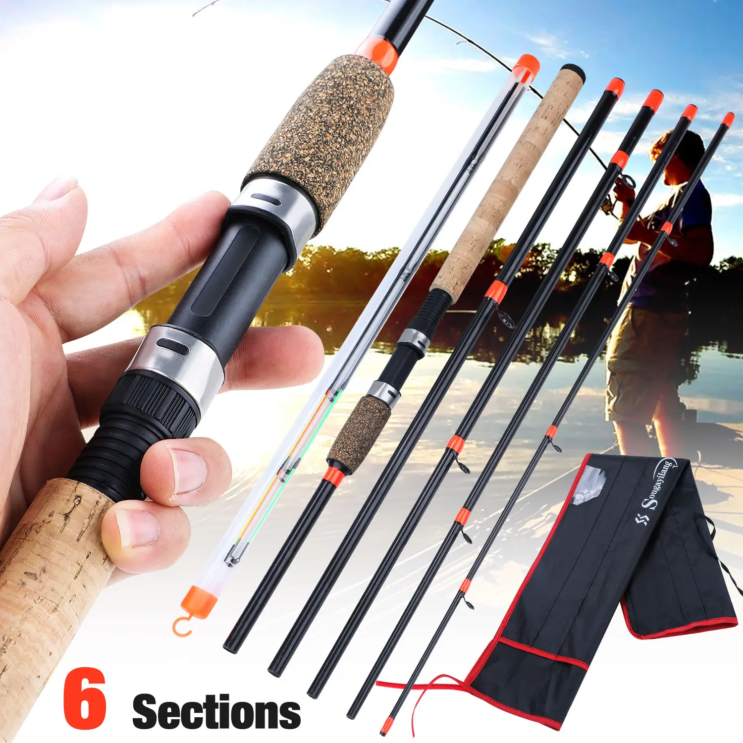 Sougayilang L M H Cork Handle Feeder Fishing Rod Spinning Rods 3M