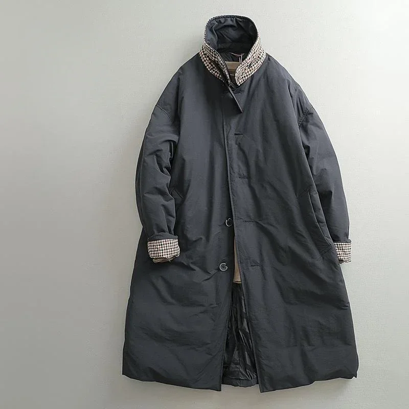 

Men's Winter Extended Parka 2023 New Solid High Neck Thickened Jacket Harajuku Vintage Coat Men's Winter Coat Designer Clothing
