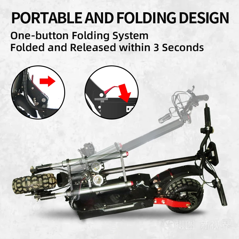 EU USA Stock 85 KM/H 72V 6000W Electric Scooter with 11 inch Off Road Tire Jueshuai X60 Powerful e scooter for Adult Dual Motor