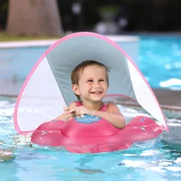 Baby Waist Floating Lying Swimming Ring Pool Toy Swimming Trainer Solid Non-Inflatable Newborn Baby Swim with Canopy 1