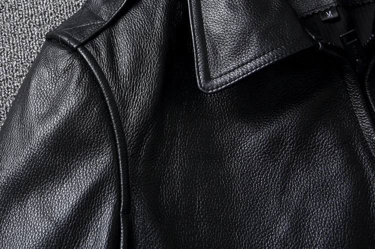 Description Picture 6 of itemBlack Genuine Leather Jacket Men Real Cow Skin Coat Classic Flight A2 Jackets Men Leather Jacket Aviator Coats Autumn