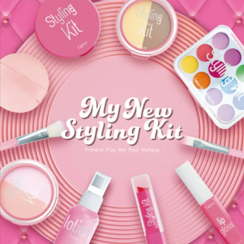 Non-toxic Girl Makeup Toy Set Children's Pretend House Simulation Cosmetics Toys with Eyeshadow Palette Lipstick Applicator makeup toy,princess pretend toys,cosmetics set,play house toys