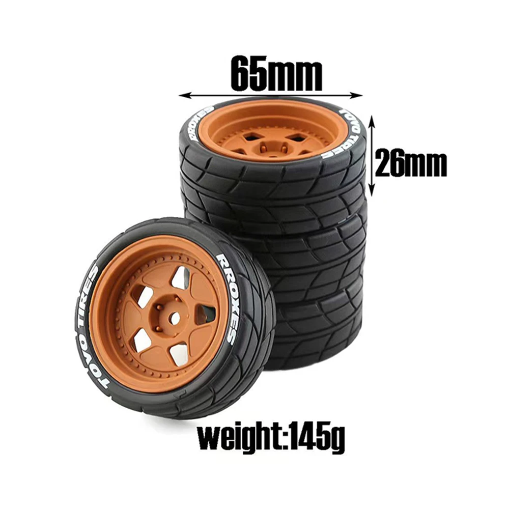 

For 1/10 Ken Block RV Rally 1965 Ford Mustang RC Car Tires 65mm Wheel Rim + High Grip Rubber Tyres Model Car Modification Part