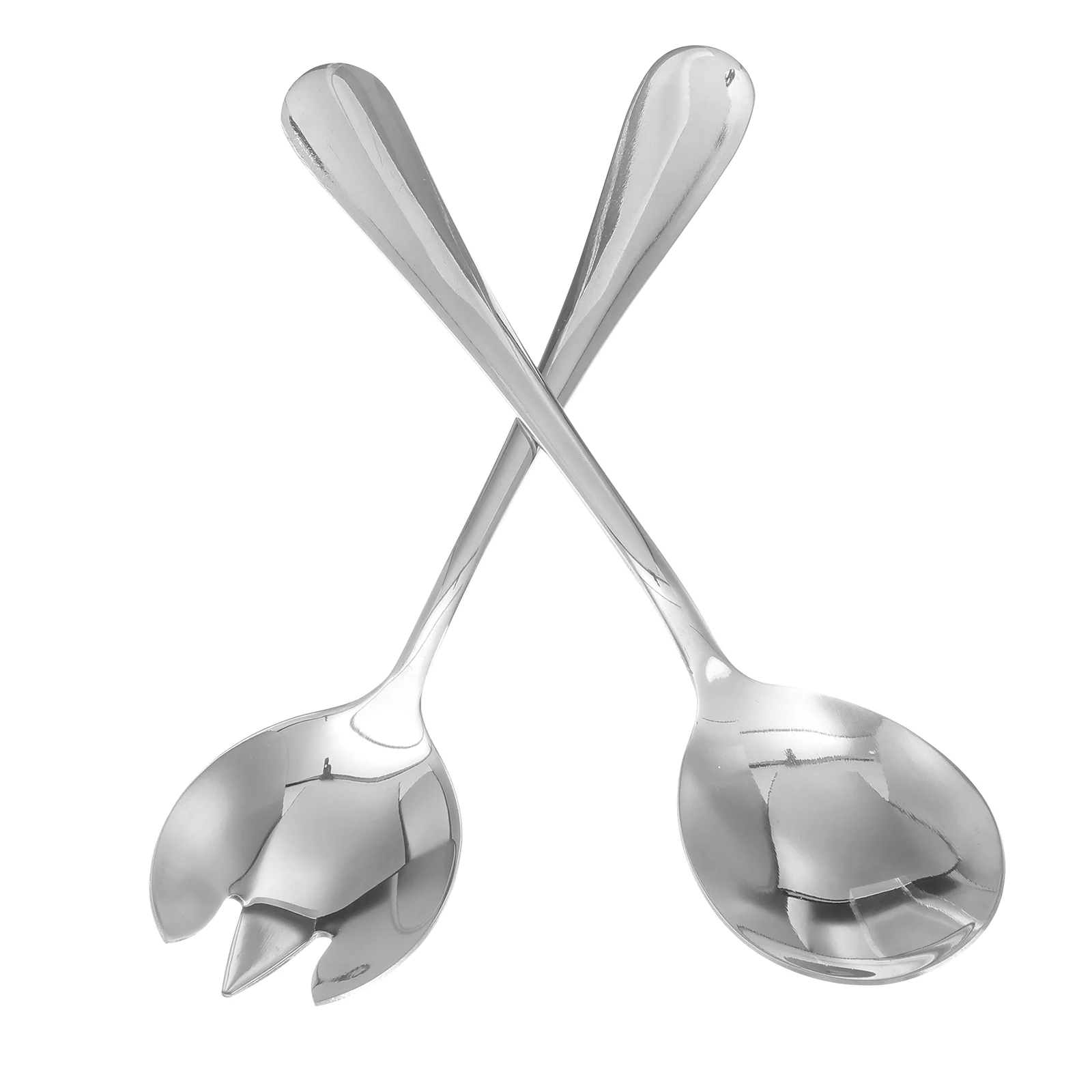 Stainless Steel Salad Fork and Spoon Serving Set for Party Home Restaurant