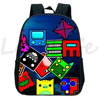 Zaino per bambini Anime, piccola borsa a tracolla, zaini scolastici per bambini con cartoni animati, zaini per la scuola materna Angry Geometry Dash, zaino per ragazzi e ragazze