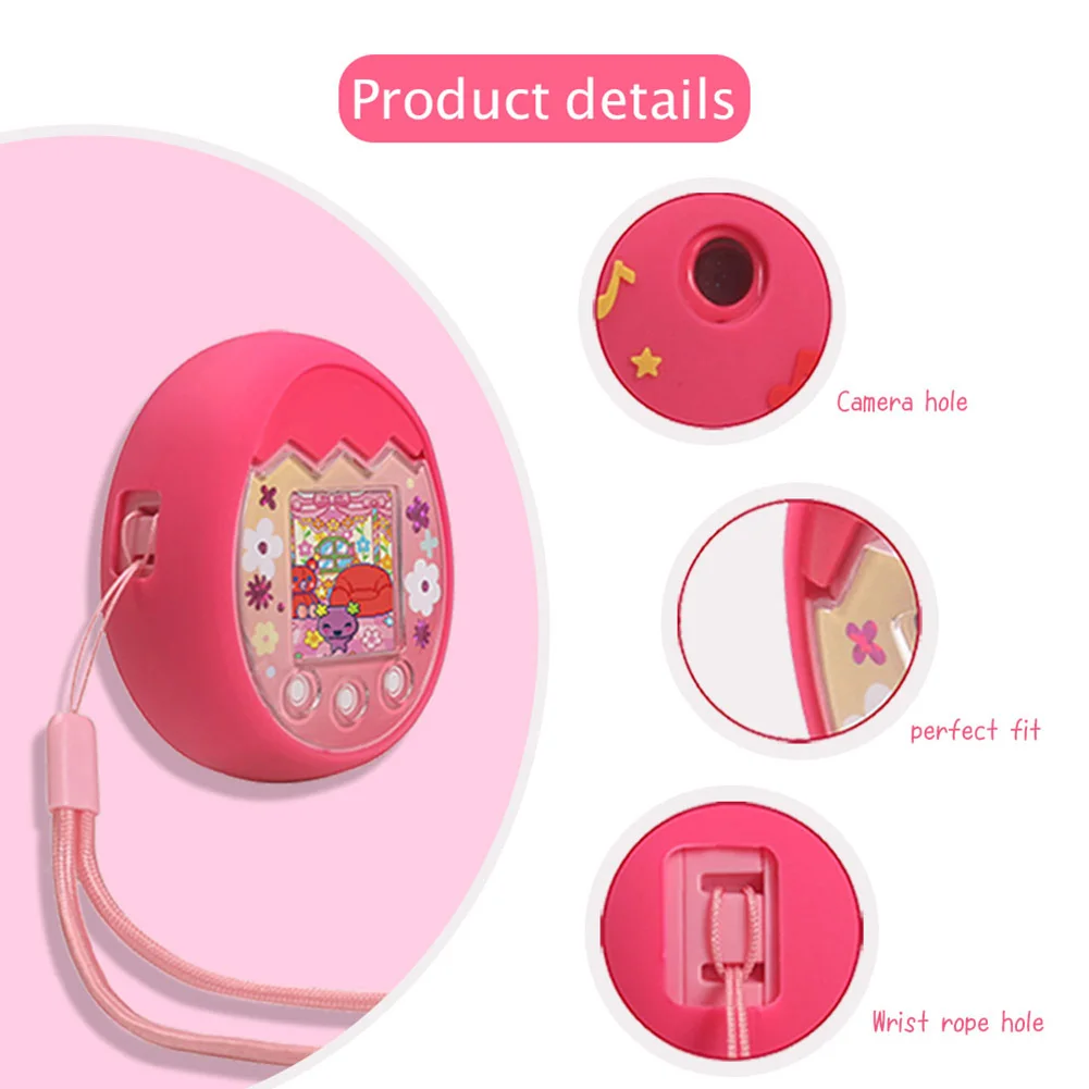 Silicone Cover Case for Tamagotchi Pix Electronic Pet Machine Protector Waterproof Anti-fall Cartoon Rainbow Pattern (Only Case)