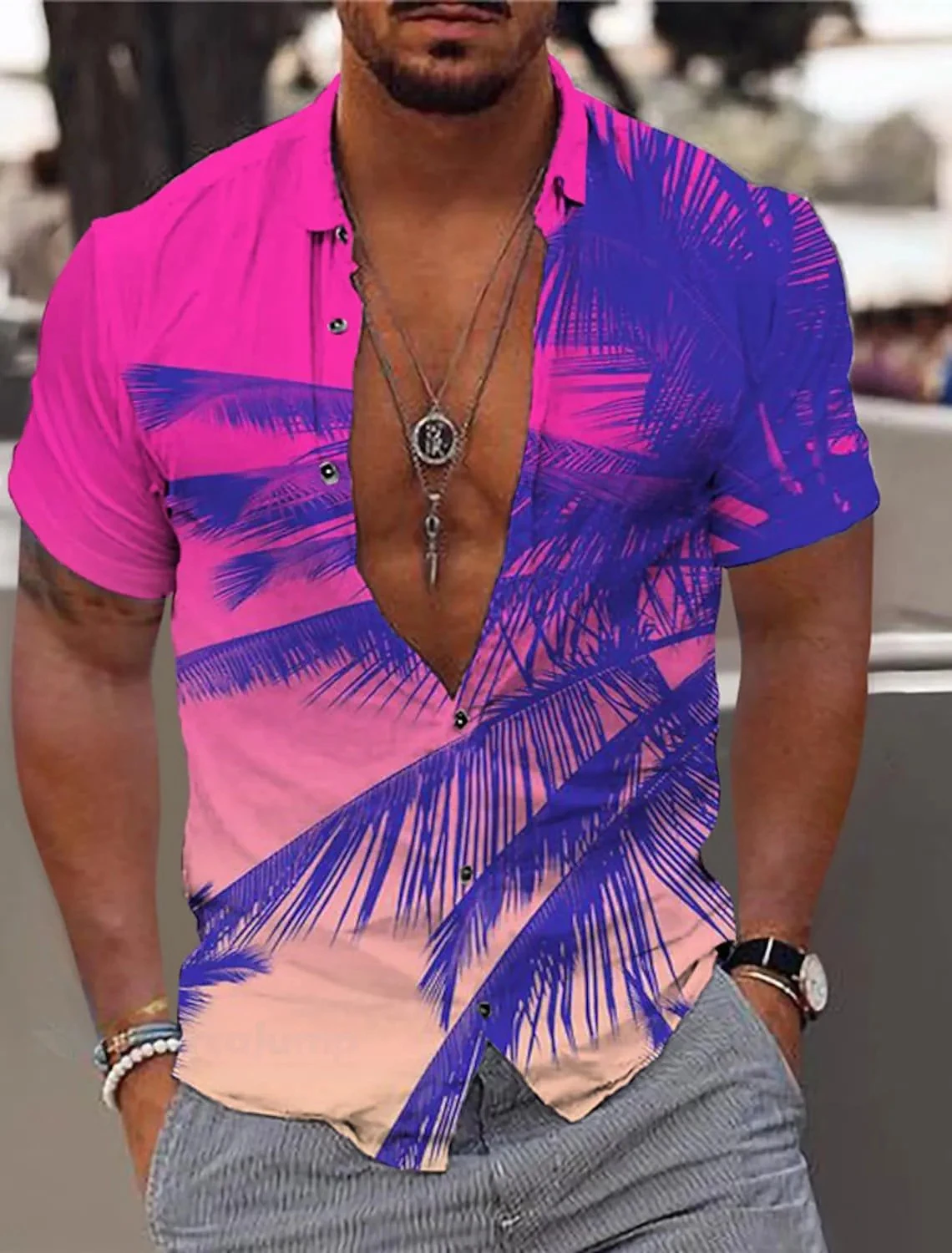 Camisas hawaianas de manga corta con botones para hombre, camisas Unisex de verano, ropa de calle con Palmera, Harajuku para exteriores