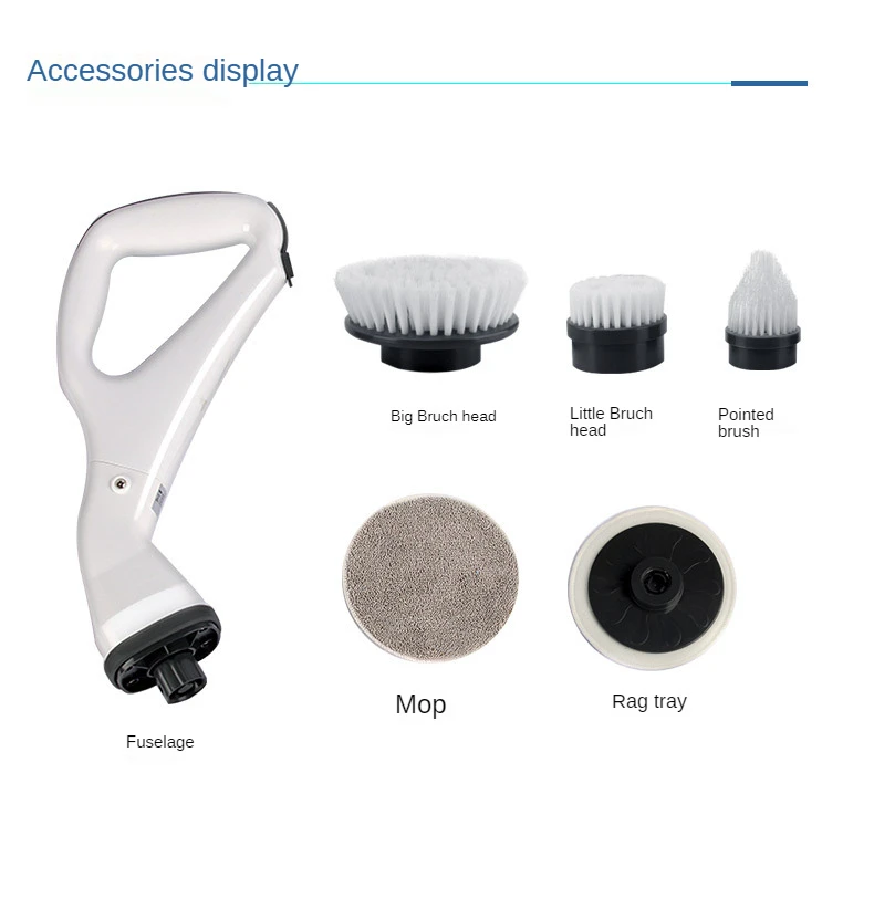 New Xiaomi Home Electric Cleaning Brush Rechargeable Scrubber with Detachable Heads Brush Bathroom Kitchen Toilet Clean Tool