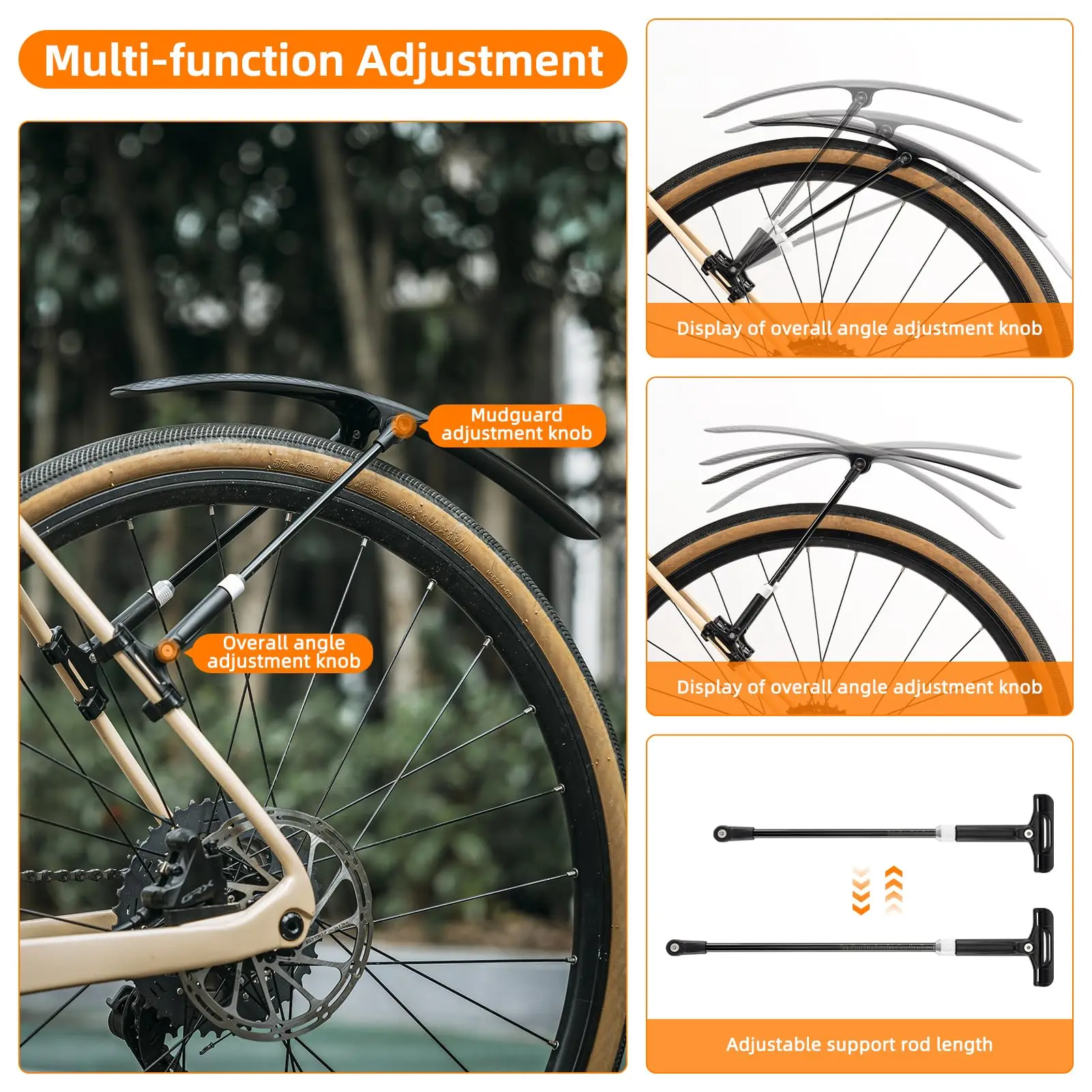 Adjustable Road Bike Fenders Bicycle Mudguard Wings Set For Front Rear 700C Tires Lightweight Cycling Accessory bicycle fender
