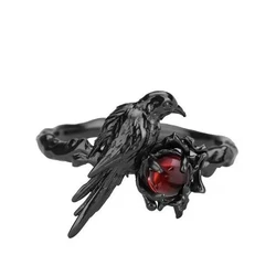 Majestic Black Raven Gothic Horror Ring - Handmade Artisan Promise Jewelry (1)