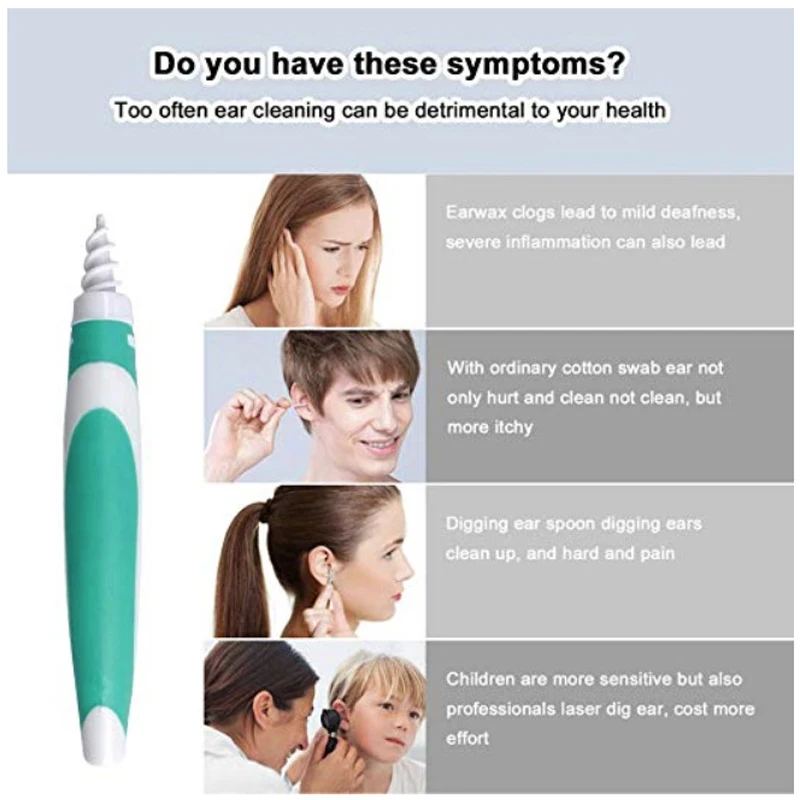 Ear Wax Cleaner Ear Wax Remover Tool With Soft Silicone 16 Replacement Tips To Grab And Extract Earwax