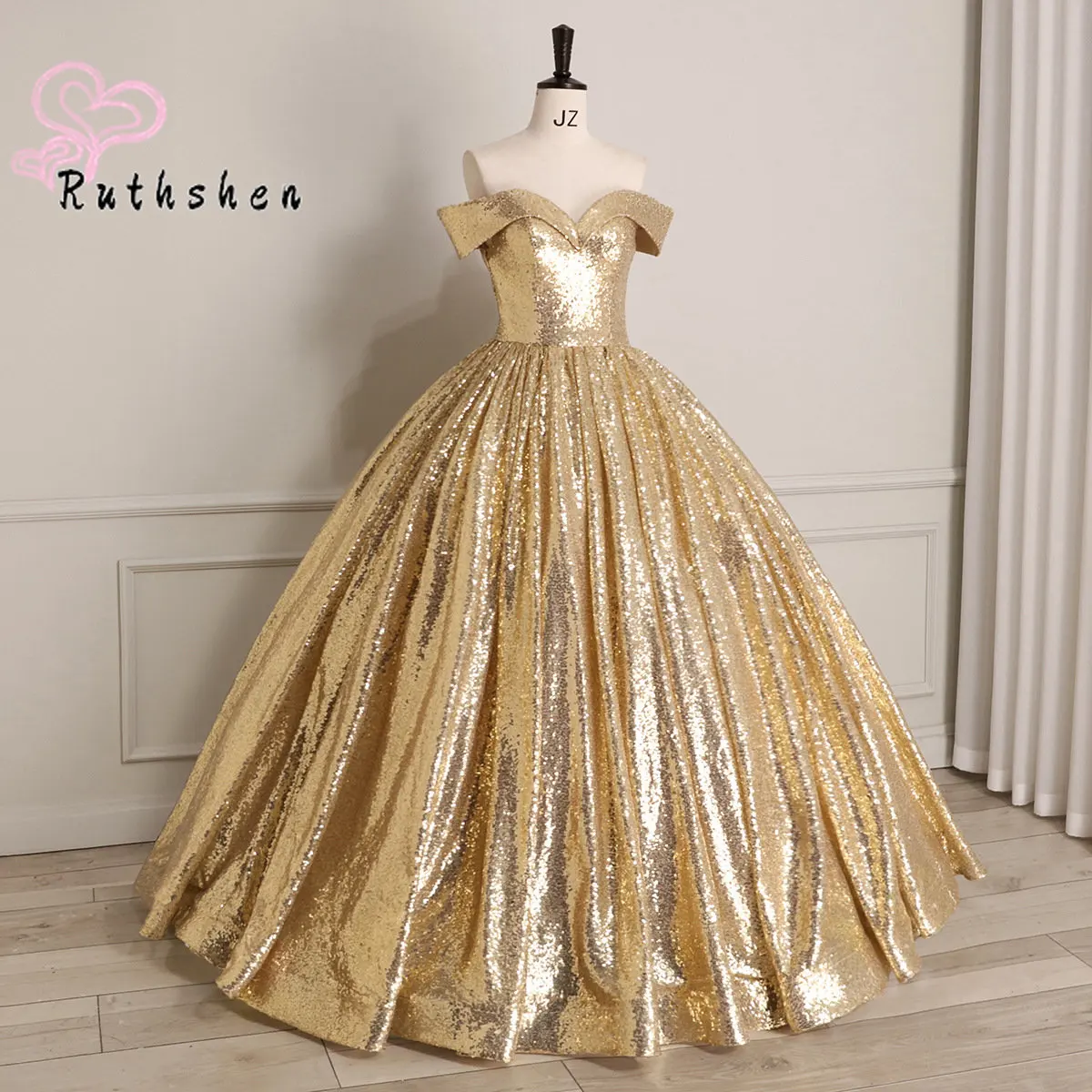 Gold 2023 New Luxury Formal Occasion Evening Dresses for Women Sequins Puffy Party Prom Robe De Soirée