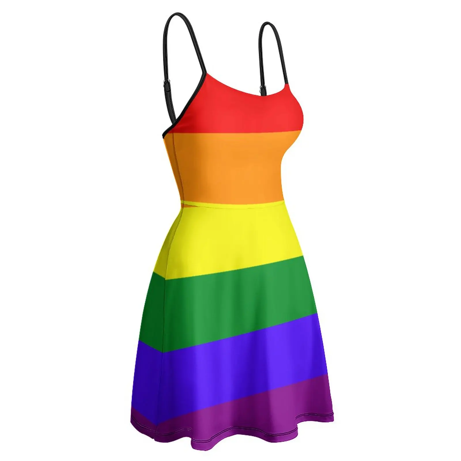 

Rainbow LGBTA Flag Graphic Cool Exotic Woman's Dress Women's Sling Dress Humor Graphic Clubs The Dress