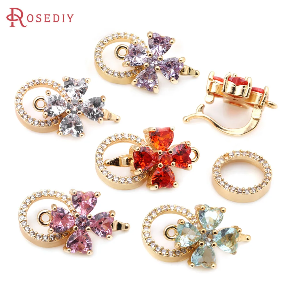 

Круглый соединитель из латуни и циркония для ожерелий, 4 комплекта, цвет золото 18 К, аксессуары для изготовления ювелирных изделий