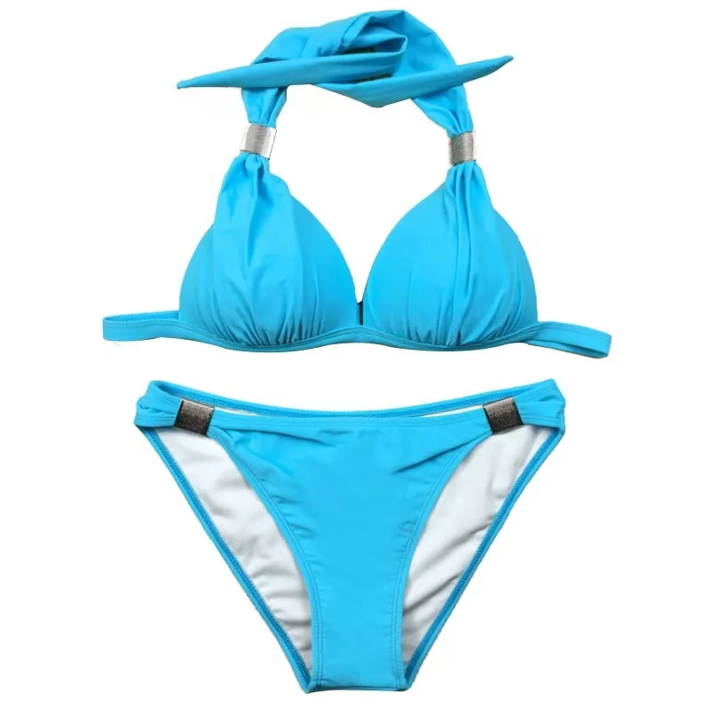 2026 High-Waist Sexy Push-Up Zweiteiliger Badeanzug Vintage Retro Bikini-Set Damen Strandmode Gepolsterter Push-Up Badeanzug – Detail 15