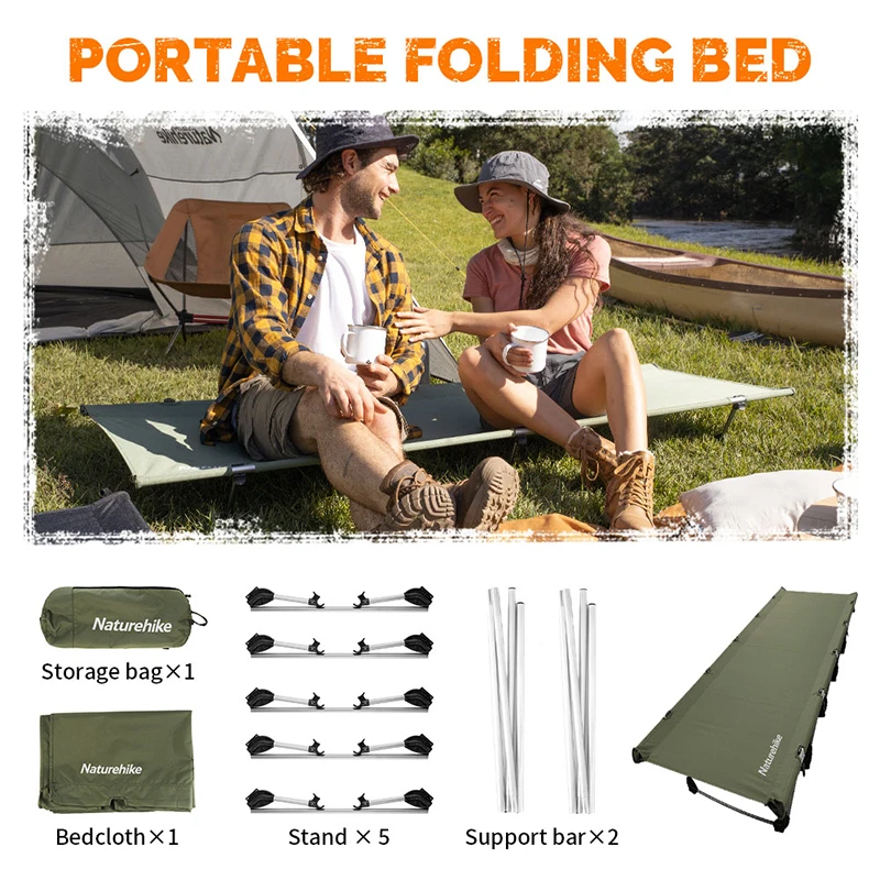 Portable Folding Bed Folding Camping Bed Naturehike Camping Cot Portable Ultralight Outdoor Hiking Tourist Tent Single Bed