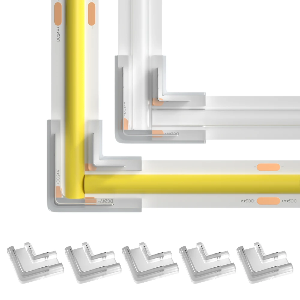 cob led strip conectores l forma 8mm 05