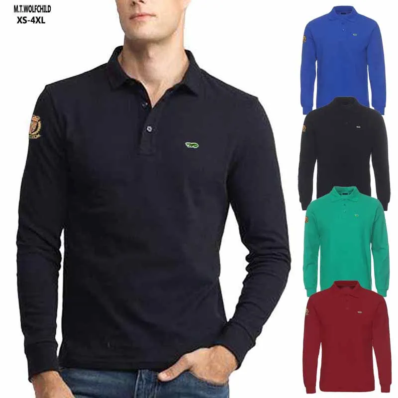 

High Quality 100% Cotton Spring Autumn SportsWear Tops Mens Polo Shirt Long Sleeve Casual Polos Hommes Clothing Shirts S-4XL