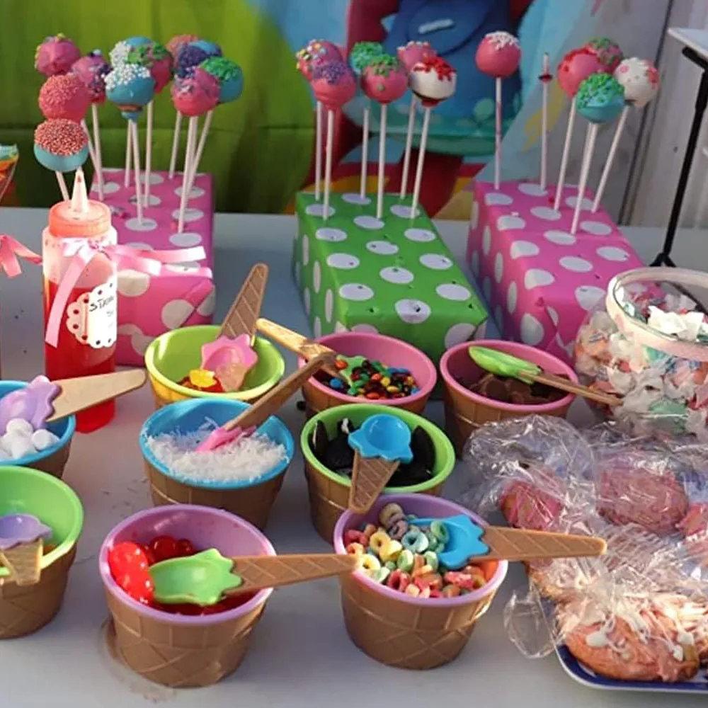 Ice Cream Cups and Ice Cream Scoop Set Summer Essential Party Cone Planter with Spoon Kitchen Supplies Kitchen Tools