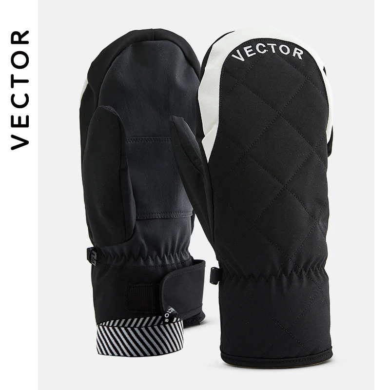 Extra Thick Women 2-IN-1 Mittens Ski Gloves Snowboard Men Snow Winter Sport Warm Waterproof Windproof Skiing Faux Leather Plam 4