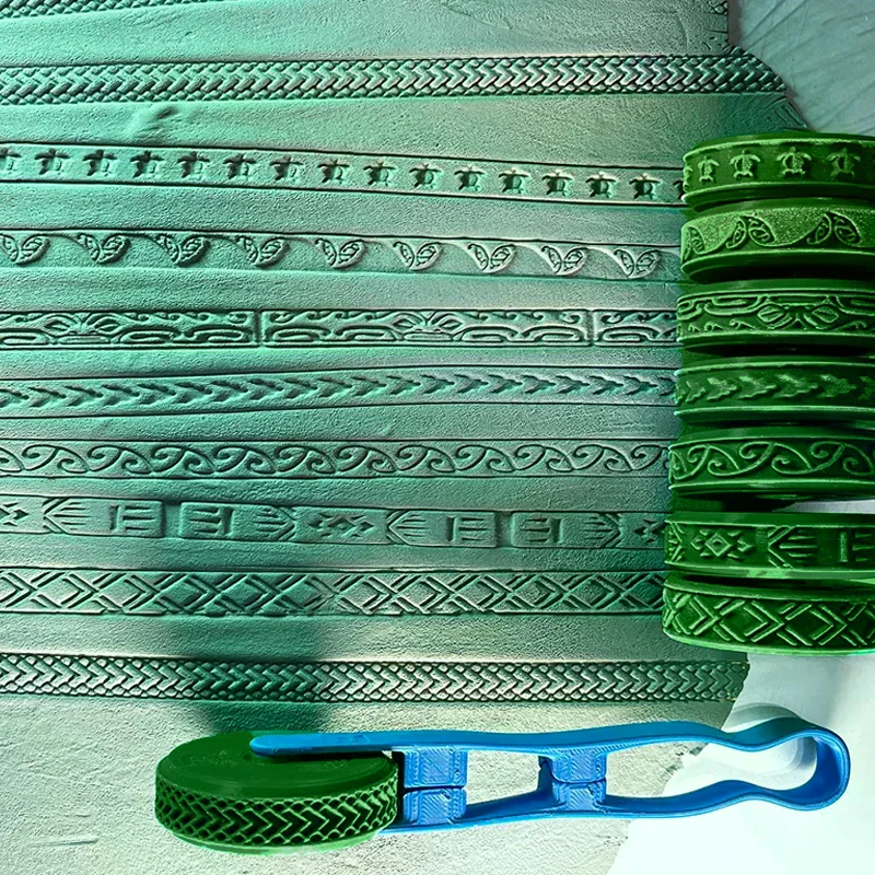 Clay Stamp Roller Ceramic Texture Wheel Geometric Flower Patterns DIY Clay Tools Body Painting Stamps Durable Art Decor